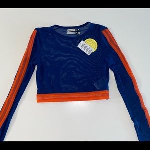 Mesh crop top long sleeve